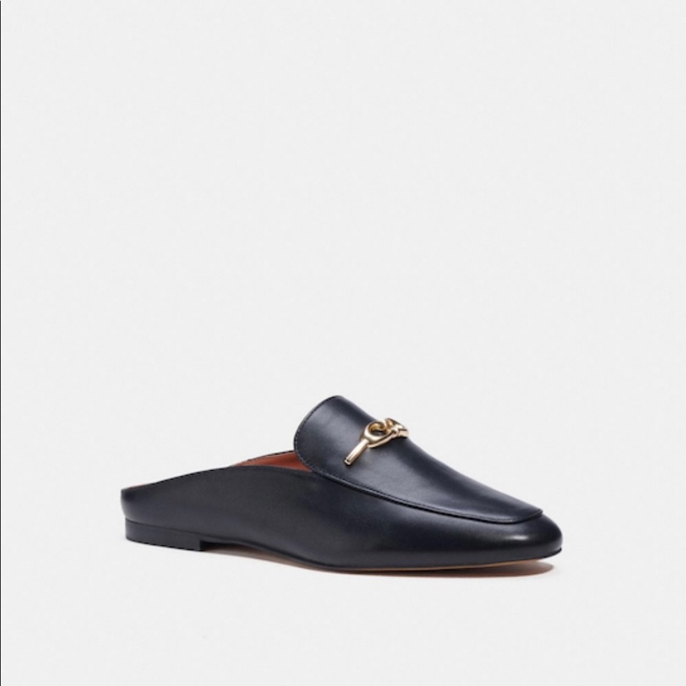 Coach black leather slides